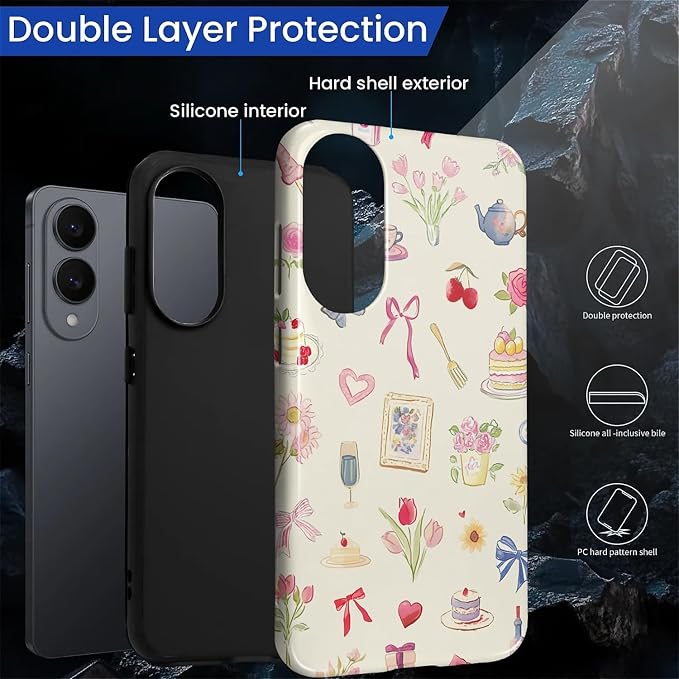 for Samsung Galaxy S25 Edge Case, HL2 Aesthetic Bow Preppy Collage Hybrid 2 - Image 2