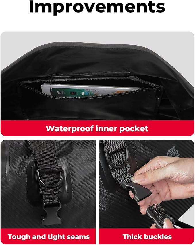 KEMIMOTO Waterproof Motorcycle Dry Bag – Duffle Tail Bag Soft Luggage, - Image 5