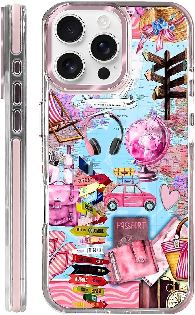 Case for iPhone 16 Pro Max, Cover Holiday Trip World Map Phone Case Design，for by Toulas