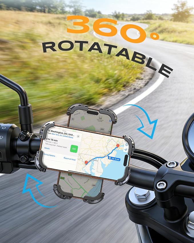 Zewdov Motorcycle Phone Mount, Upgrade Bike Phone Holder, 360° Rotatable Phone - Image 4