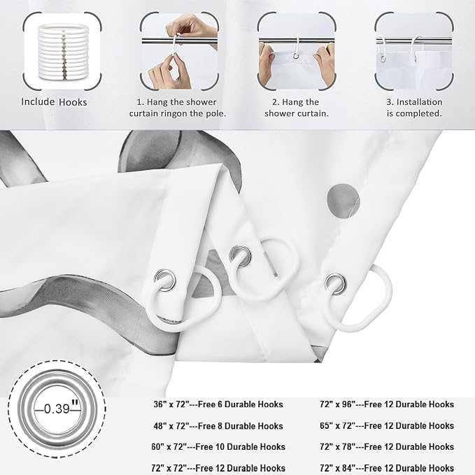 Grey and White Bow Shower Curtain - Image 6