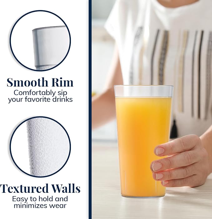 US Acrylic Cafe Plastic Reusable Tumblers 20-ounce Water Cups in Clear | Value - Image 4