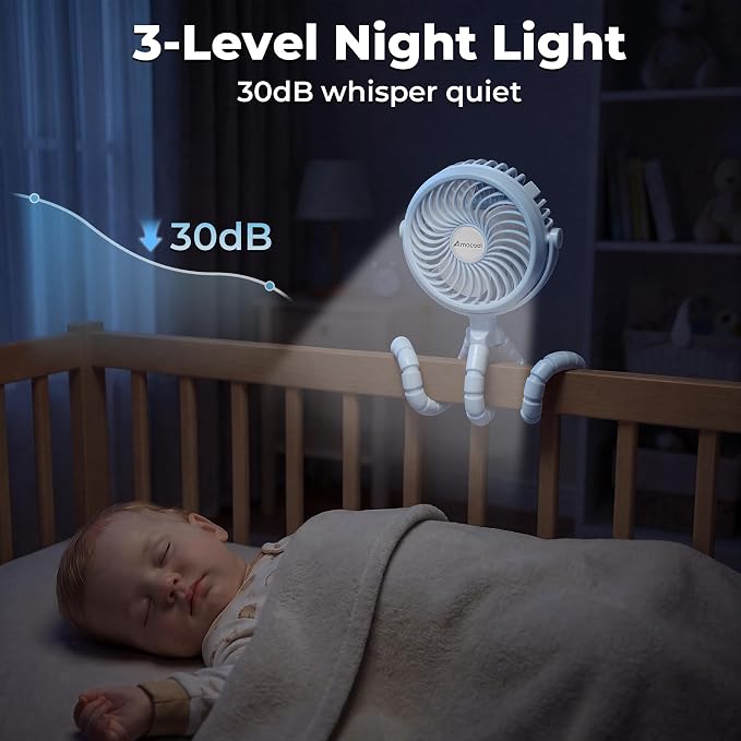 AMACOOL Battery Operated Stroller Fan, Baby Travel Essentials - Image 6