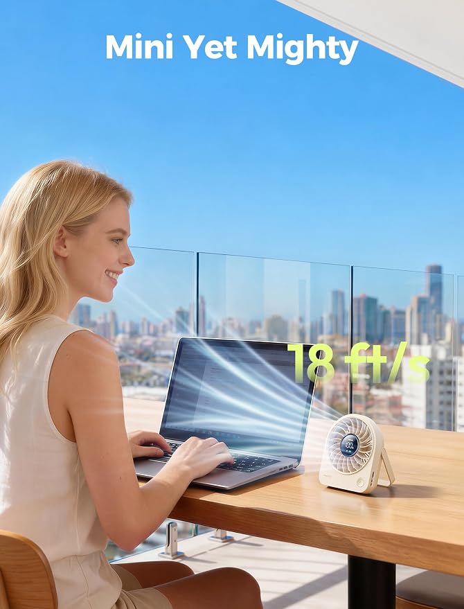 Aecooly Mini Portable Fan, Small Enough to Hold USB Desk Fan, 4 Speeds Quiet - Image 4