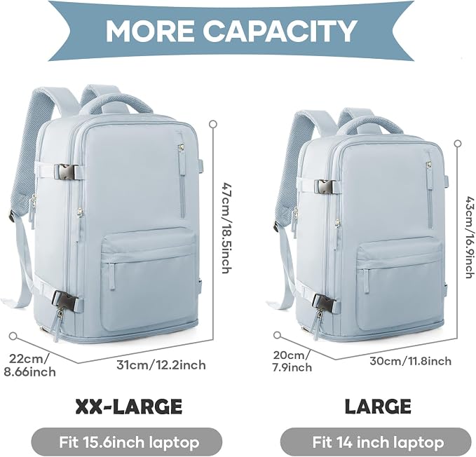 WONHOX Large Travel Backpack Carry on Flight Approved Laptop Work Business - Image 2