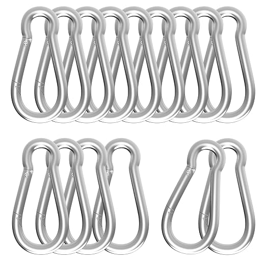 Carabiner, Heavy Duty Galvanized Steel Spring Snap Hook Carabiner Clips by High-PQ