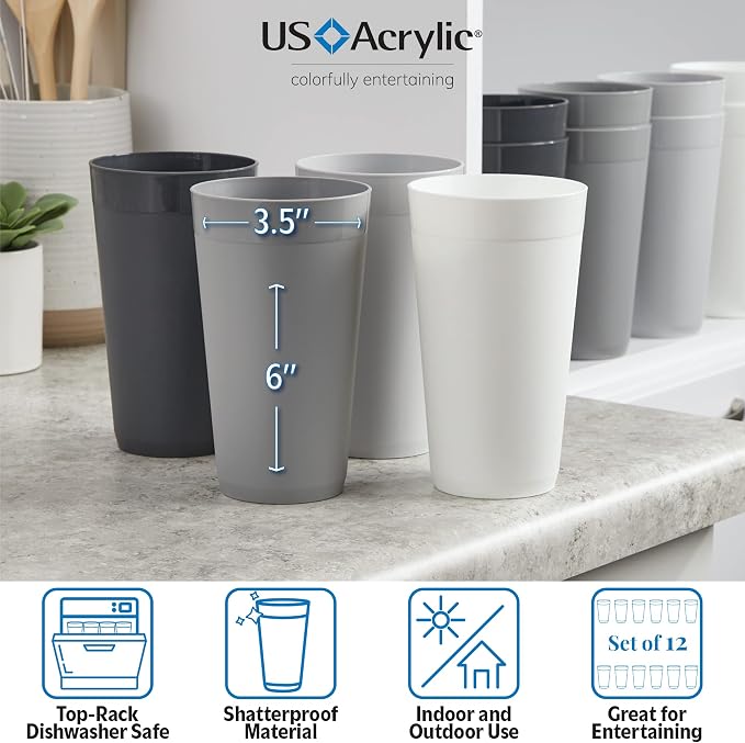 US Acrylic Newport 20 ounce Unbreakable Plastic Stackable Water Tumblers in - Image 3