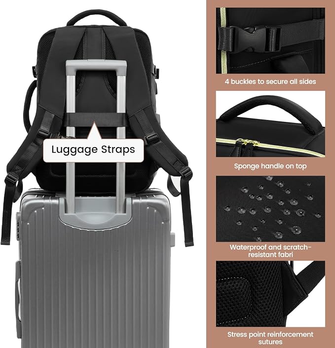 LOVEVOOK 50L Travel Backpack Carry On Airline Approved, Large Backpack - Image 6