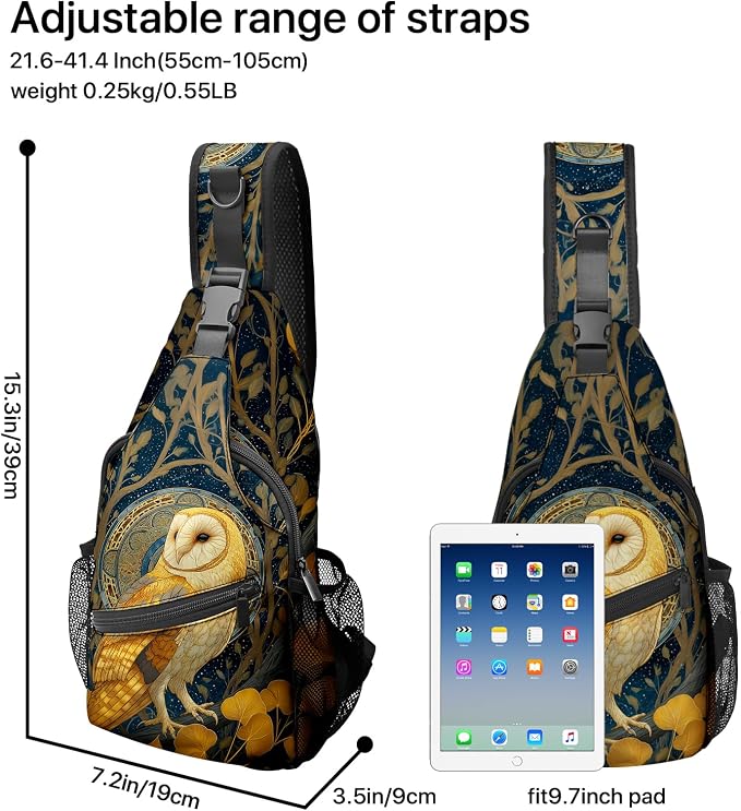 FyLybois Barn Owl Sling Bag for Women Lightweight Crossbody Backpack Casual - Image 5