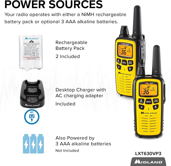 Midland - LXT600VP3 Long Range Walkie Talkie - FRS Two-Way Small Business Radio - Image 3