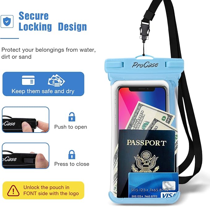 ProCase 2 Pack Waterproof Phone Pouch, Underwater Phone Case Up to 7", Dry Bag - Image 5