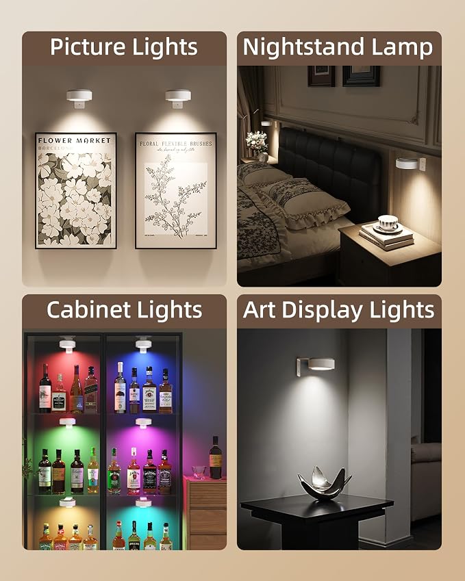 EZVALO Picture Lights for Wall, Rechargeable Battery Magnetic Poster Lights - Image 3