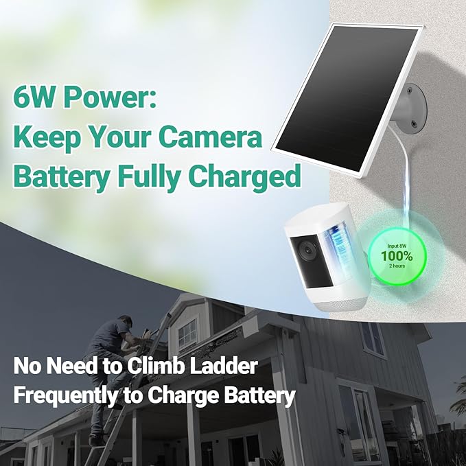 Solar Panel for Ring Camera, 6W Solar Charger - Image 3