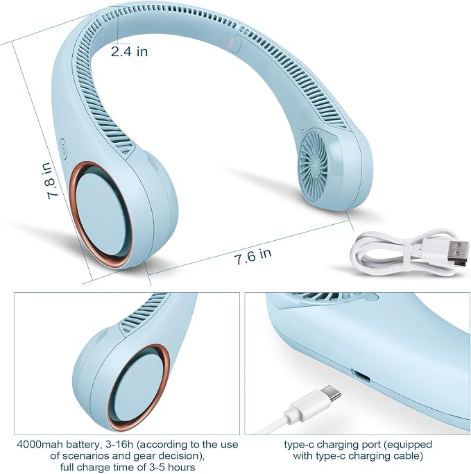 CIVPOWER Neck Fan: Portable Personal Neck Cooling Rechargeable Bladeless Fan - Image 3