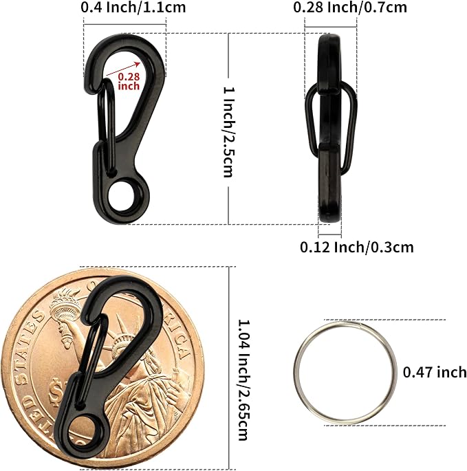 SWATOM Small Mini Carabiner Clip Tiny Spring Snap Hook Keychains Micro - Image 2