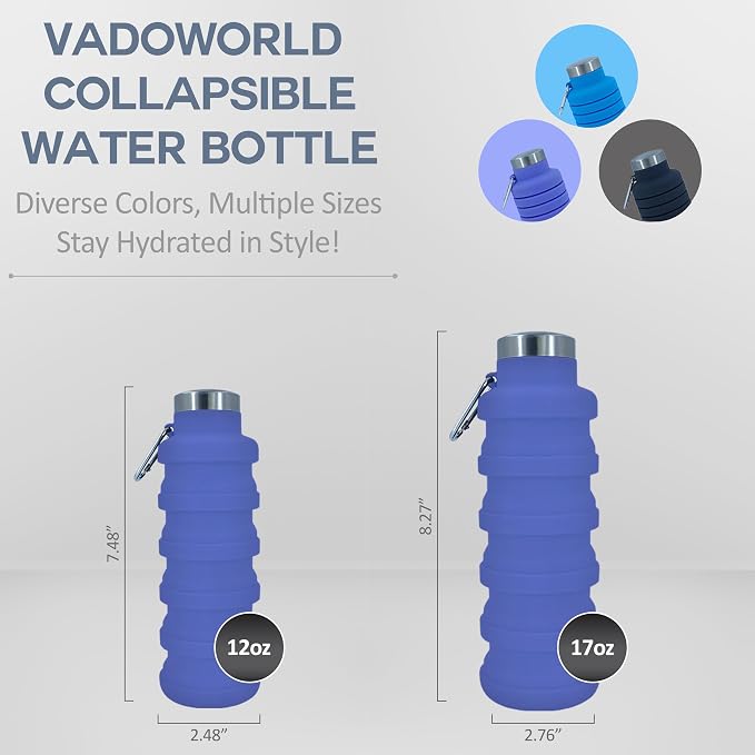 Collapsible Water Bottles 12oz, Odorless BPA-Free Silicone, Leak-Proof Foldable - Image 2