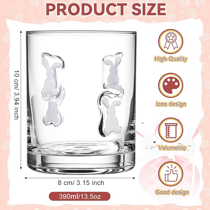 Skylety 2 Pcs Easter Icon Juice Glasses Bunny Drinking Cups Gifts Easter Rabbit - Image 2