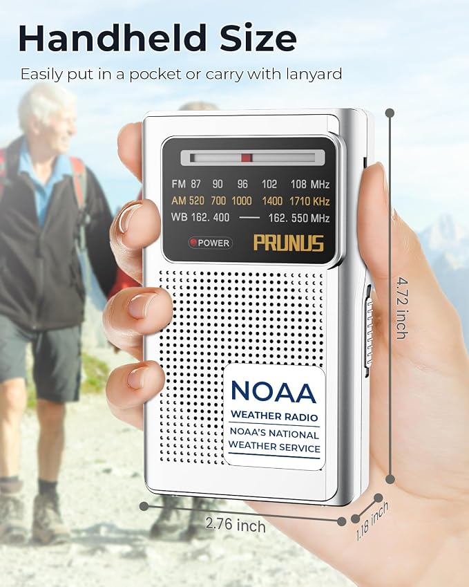 PRUNUS J161 NOAA Weather Radio AM FM, Battery Operated Radio - Image 4