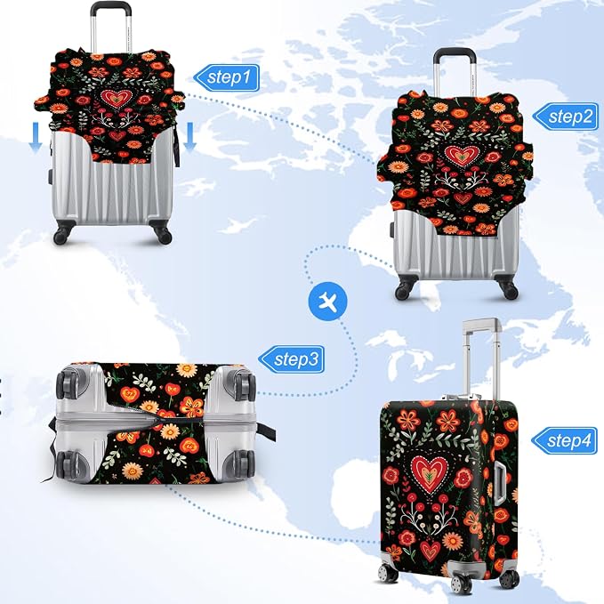 ANNA QUEEN Flowers Floral Travel Luggage Cover -Spring Stretchable Airplane - Image 6
