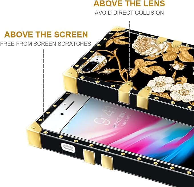 Compatible with iPhone 8 7 SE Case, Blooming Rose Golden Flower Luxury Golden - Image 7