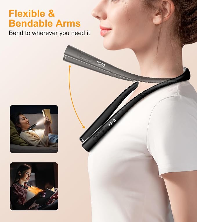 Gritin Book Light, Eye Caring 4-Color & 5-Brightness Neck Light Reading Light- - Image 6