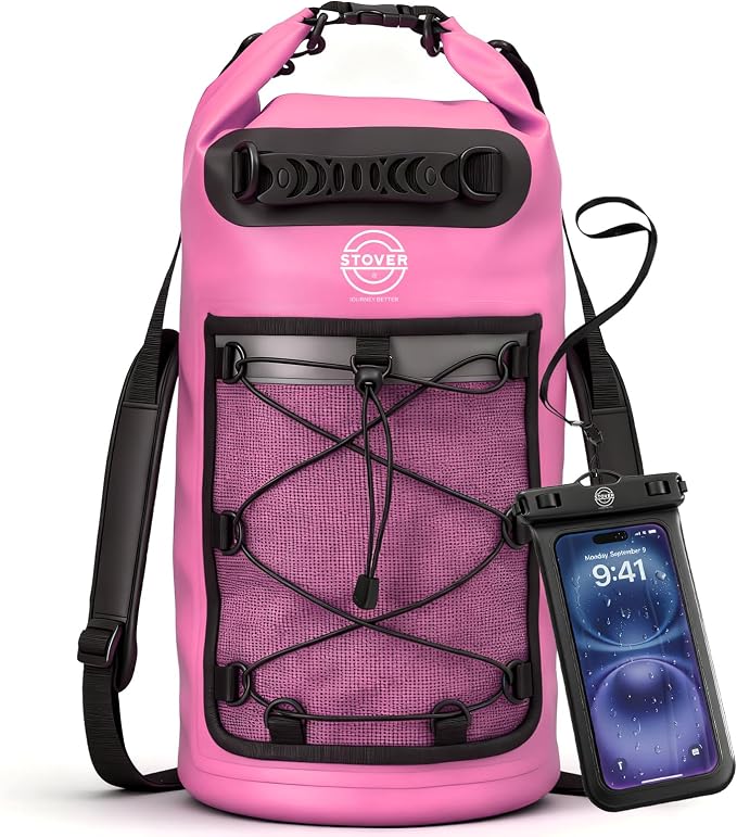 STOVER 5/10/25/30/40/55L Waterproof Dry Bag- Roll-Top Backpack w/Phone Case- by STOVER
