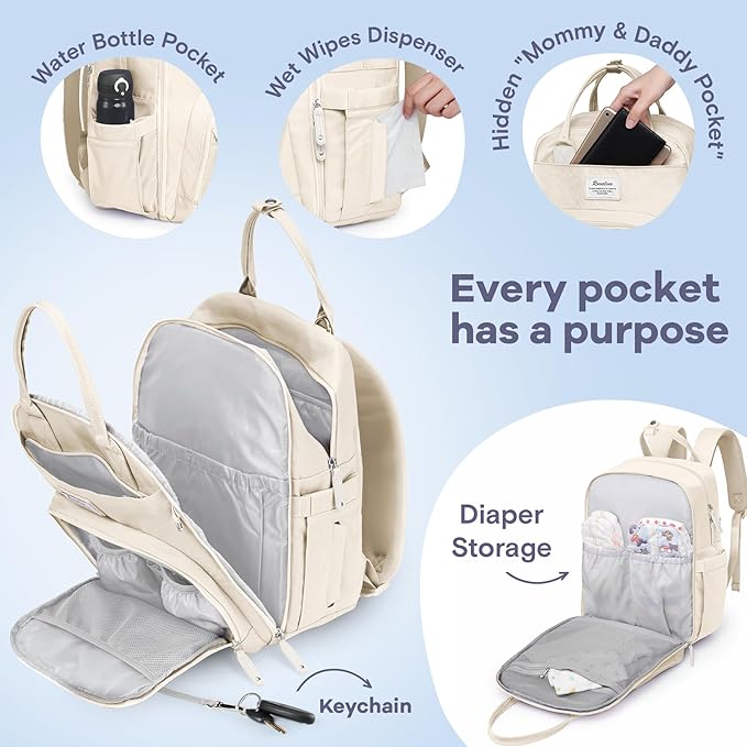 RUVALINO Diaper Bag Backpack-Multifunction Baby Travel Bag - Image 3