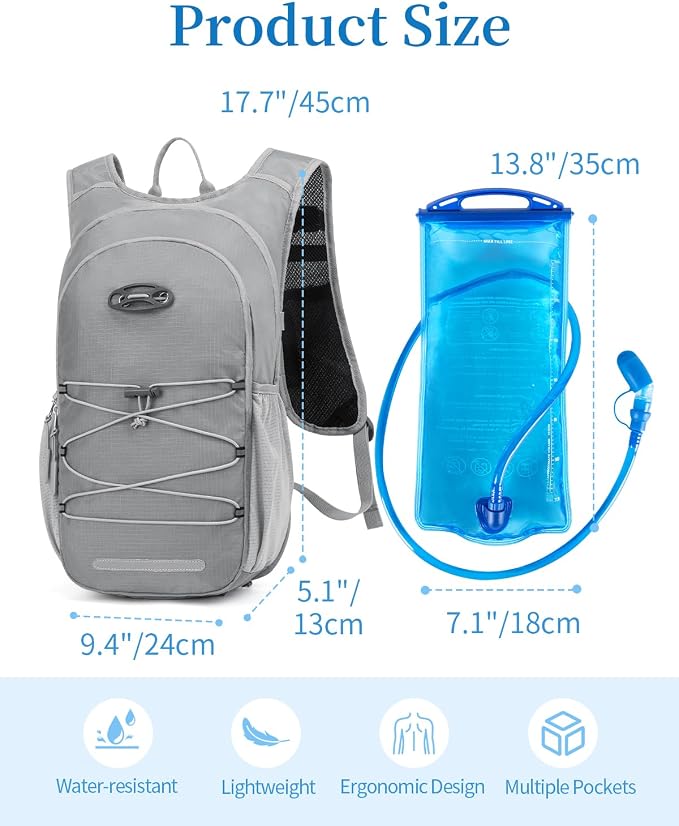 Hydration Backpack with 2L Water Bladder, Hiking Water Backpack - Image 2