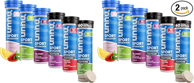 Nuun Sport + Caffeine Electrolyte Tablets – Dissolvable in Water, Variety Packs by Nuun