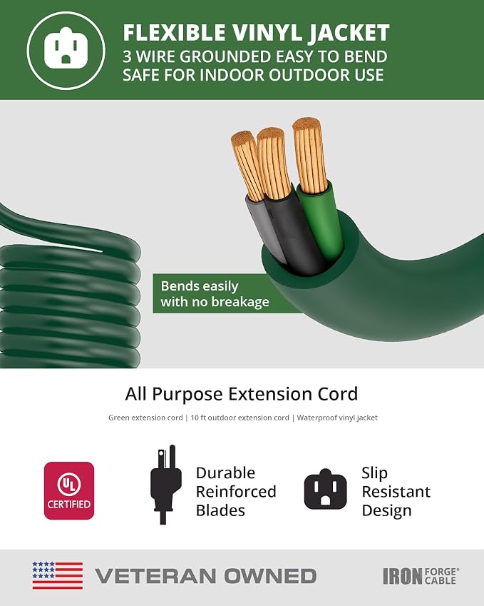 Iron Forge Cable Weatherproof 10 Ft Outdoor Extension Cord - Image 6