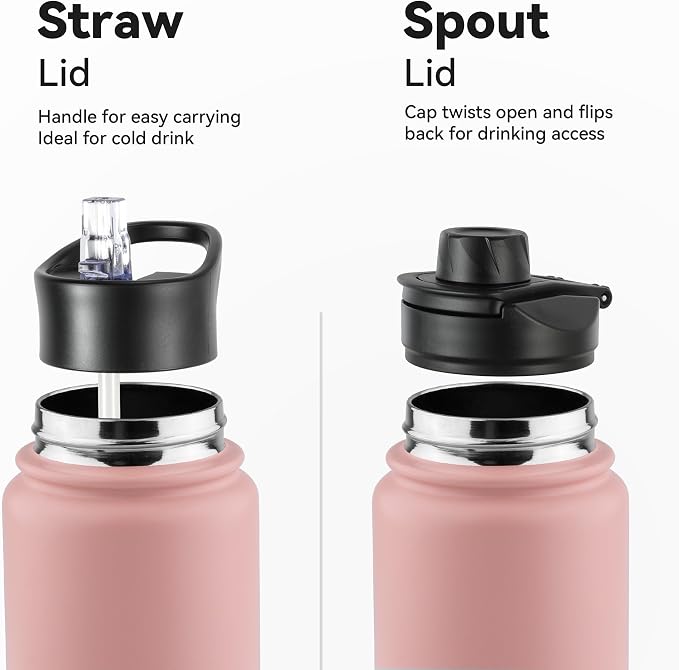 VEGOND 40 oz Insulated Water Bottle Bulk Stainless Steel Metal Water Bottles - Image 2