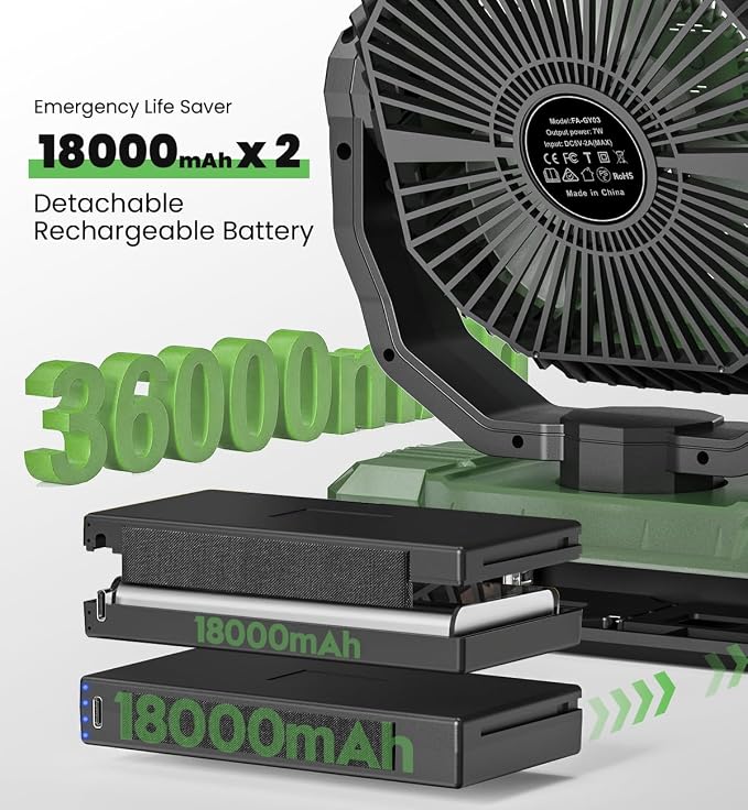 36000mAh Portable Camping Fan - Image 3