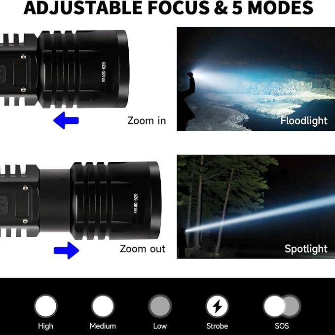 Rechargeable LED Flashlights 10000.00 High Lumens,   High Powered - Image 2