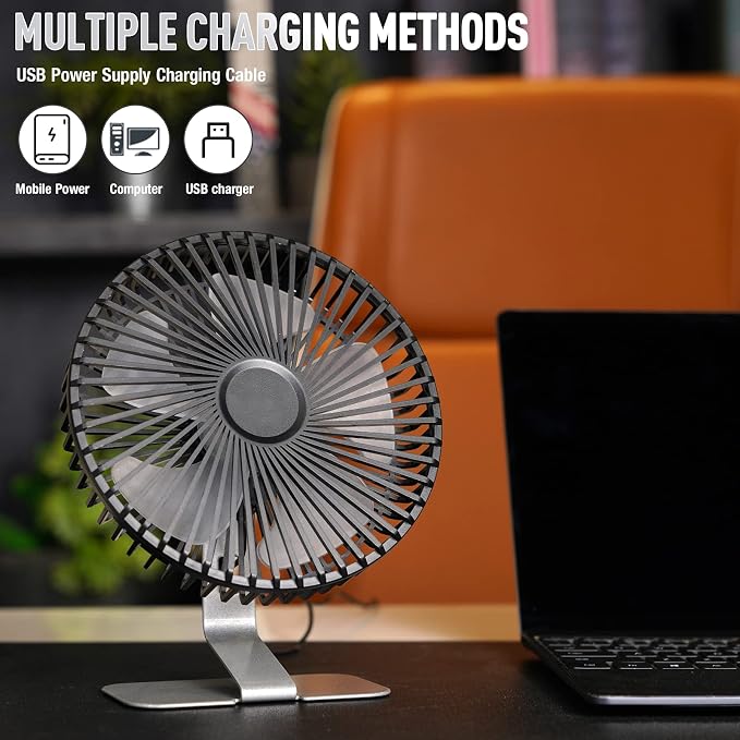 SLENPET 6 inch USB Small Desk Fan, 4 Speeds, Ultra-quiet, 90° Adjustment - Image 5