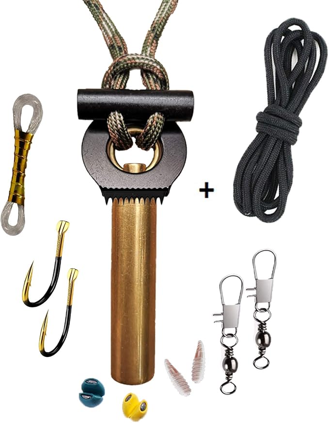 BSGB Fire Starter Paracord Necklace EDC Military Survival Gear Tinder Cord Fire by BSGB
