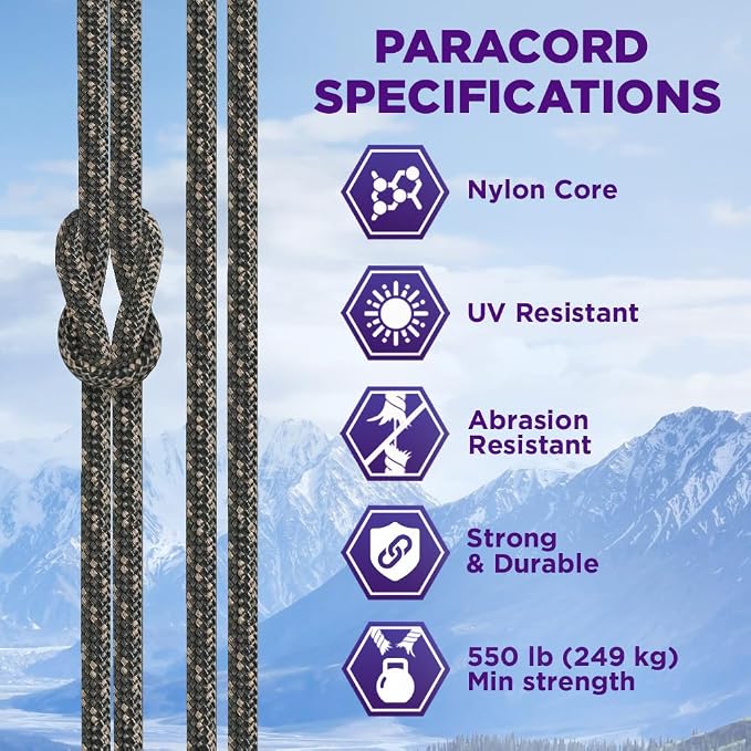 TECEUM Reflective Paracord Rope 1000 – 1000ft/200ft/100ft/50ft – 40+ Colors – - Image 3