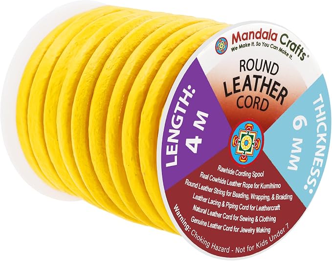 Mandala Crafts Round Genuine Yellow Leather Cord by MandalaCrafts