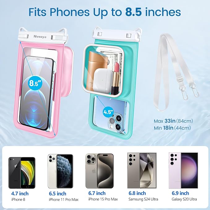 Niveaya [Floatable Floating Waterproof Phone Pouch 2 Pack-Up to 8.5", Large - Image 6