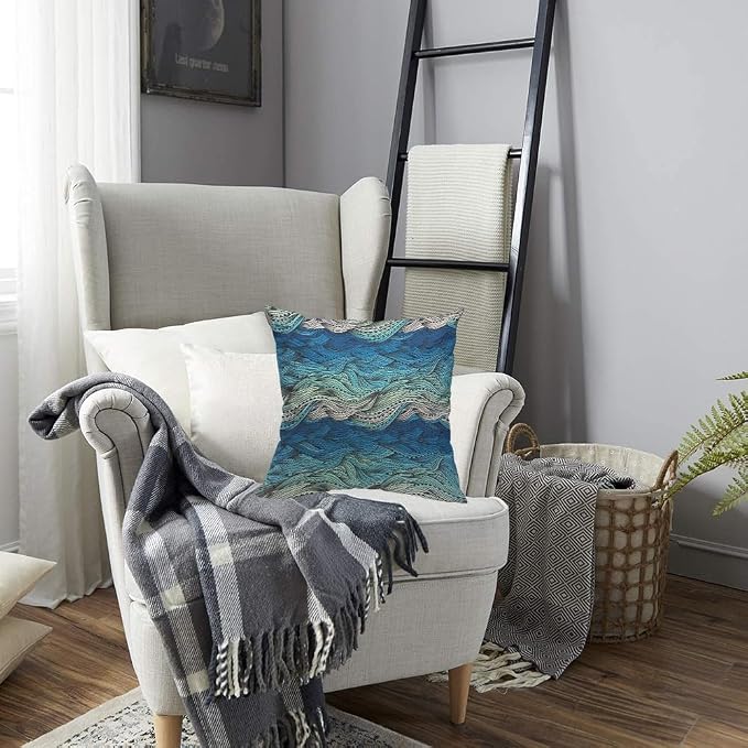 TKS MITLAN Abstract Wave Pillow Covers 18 x 18 Inch Ocean Sea Water Gradient - Image 4