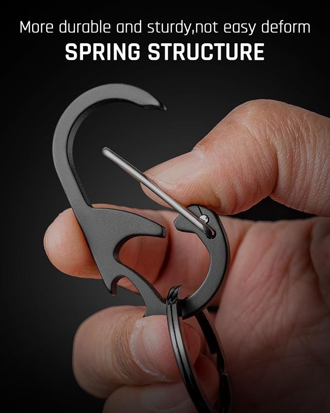 TISUR Titanium Carabiner Keychain Clip, Anti-Lost Key Ring Holder, Self-Locking - Image 7