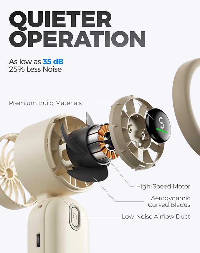 Diveblues Handheld Fan, 30ft/s Mini Portable Turbo Fan, 4000mAh Personal Fan - Image 3
