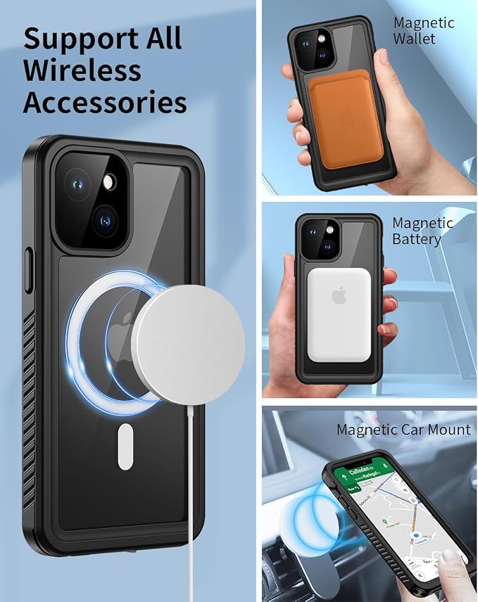 Lanhiem for iPhone 13 Magnetic Case, Waterproof Dustproof Shockproof Case - Image 2