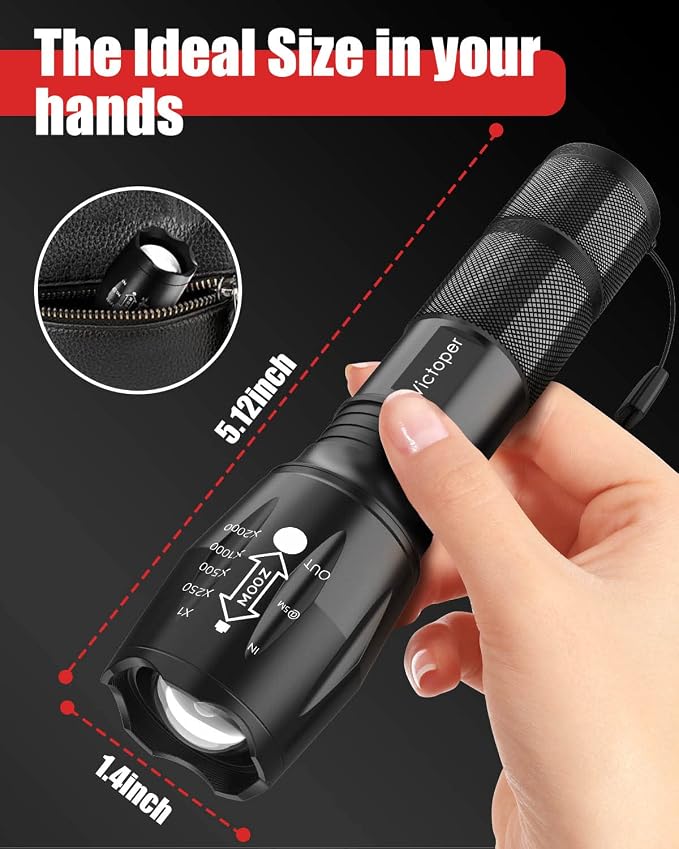 Victoper LED Flashlight 2 Pack, Bright Tactical Torch High Lumens - Image 6