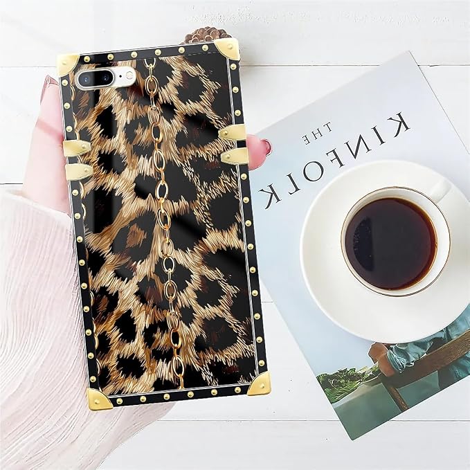 Compatible with iPhone 8 Plus 7 Plus Case, Seamless Gold Chain Leopard Luxury - Image 7