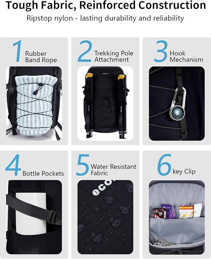 ECOHUB Small Hiking Backpack for Men Women, 20L Lightweight Travel Backpacks - Image 7