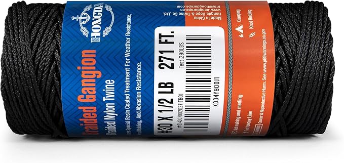 HONGDA Braided Black Nylon String, #30 Tarred Bank Line Twine, 271 Feet Black - Image 6
