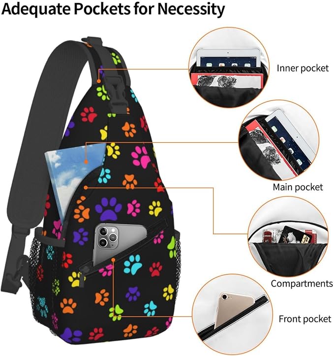 Colorful Paw Print Crossbody Sling Bags - Image 3