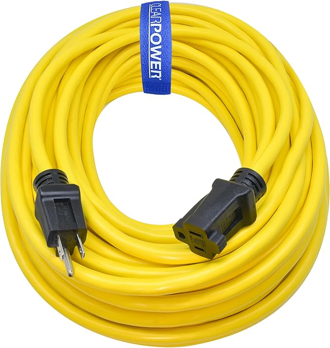 Clear Power 100 ft 12/3 SJTW Heavy Duty Outdoor Extension Cord, Water & Weather by ClearPower
