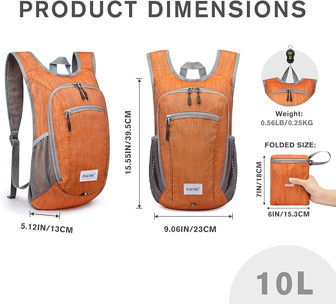 G4Free 10L/15L Hiking Backpack Lightweight Packable Hiking Daypack Small Travel - Image 3