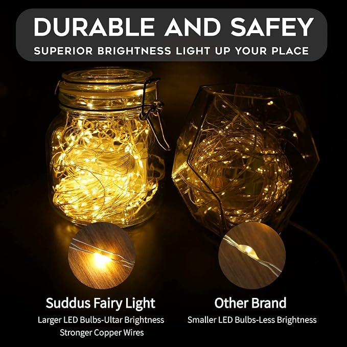 suddus 66ft 200 LED Outdoor String Lights, Fairy Lights Battery Operated - Image 9